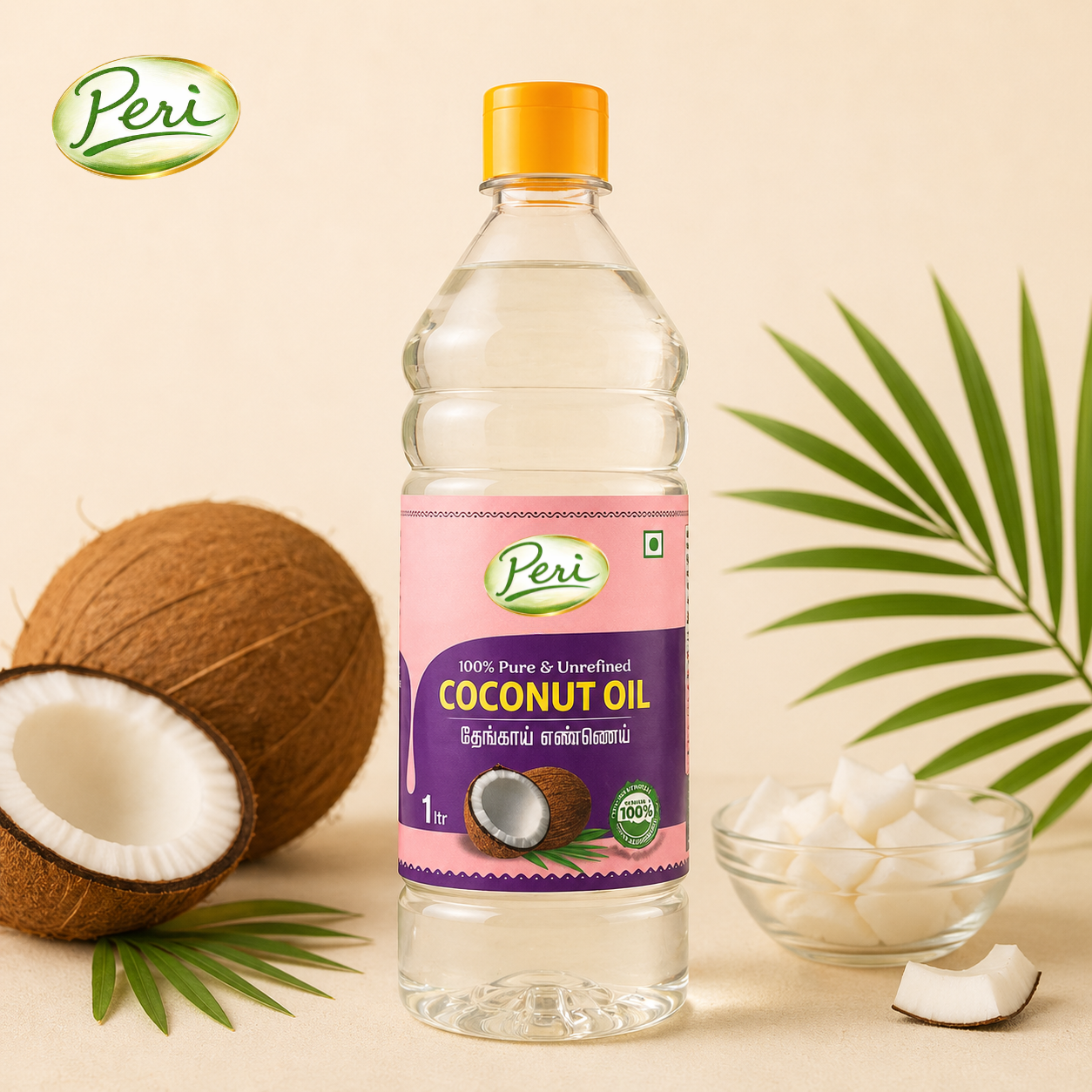 Made from fresh coconuts, this oil is naturally processed without chemicals. It is multipurpose — ideal for cooking, skincare, and hair care.