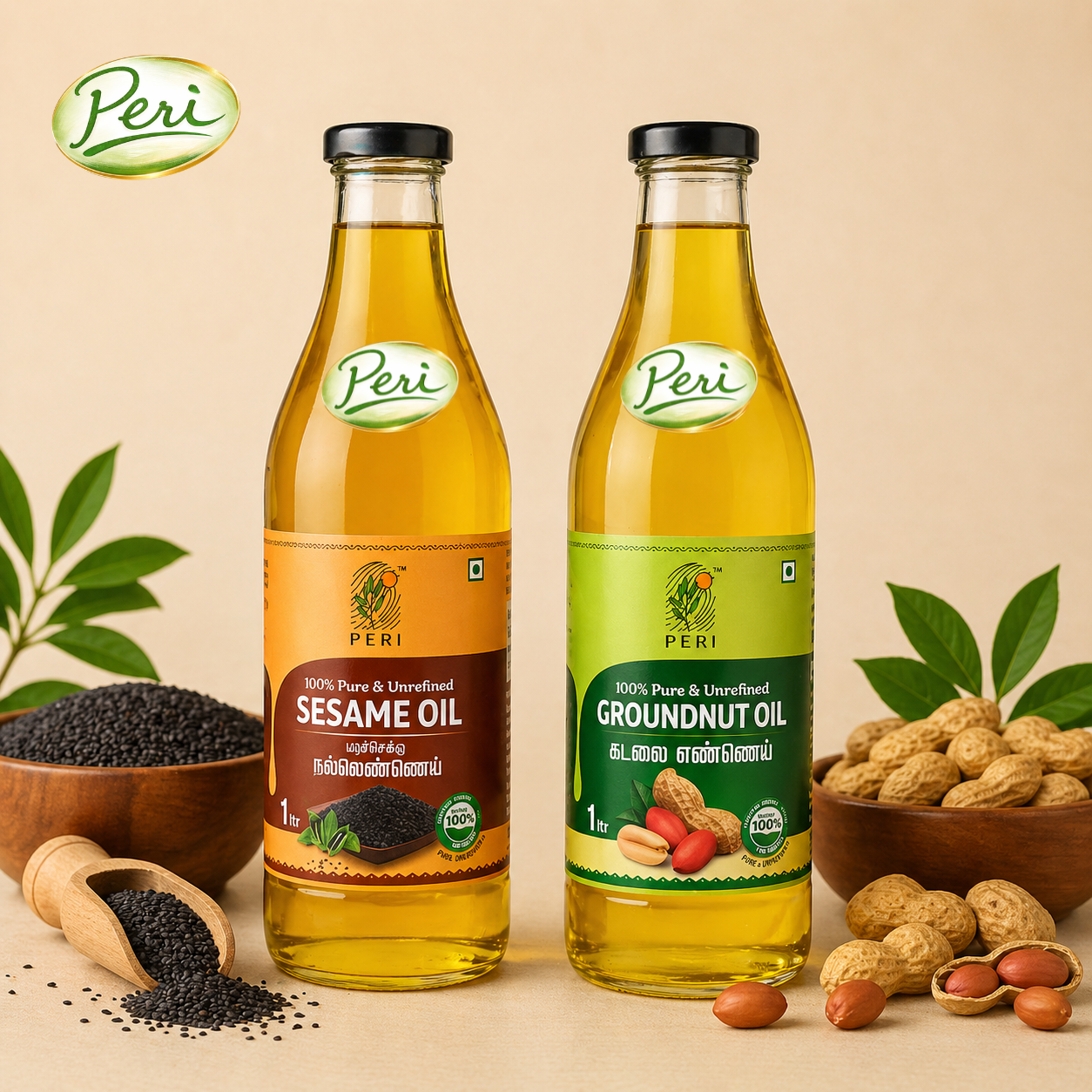 A perfect blend of health and taste. This combo includes 100% pure, unrefined sesame oil and groundnut oil, traditionally cold-pressed to retain natural nutrients and authentic flavor.